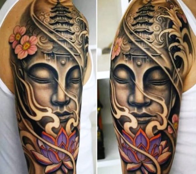 23 Buddhist Sleeve Tattoo for Men
