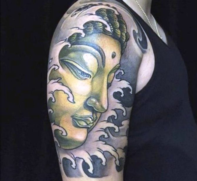 33 Buddhist Tattoo on Shoulder