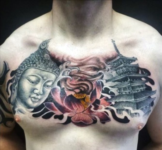 39 Tattoo Buddhist on Chest