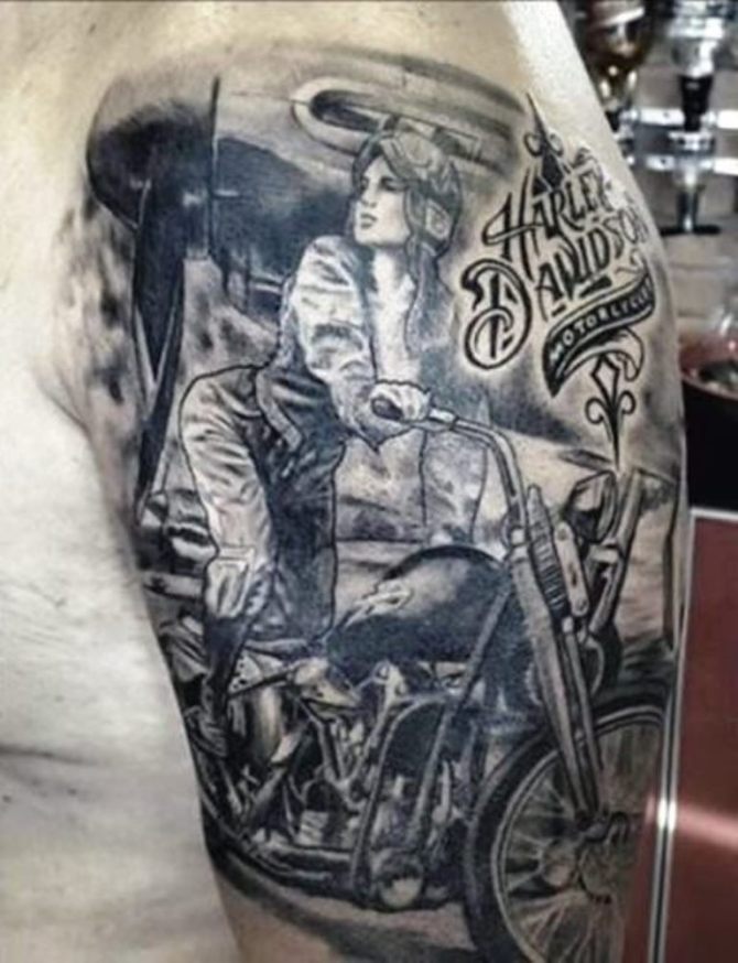 31 Woman on Motorcycle Tattoo