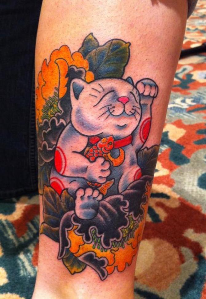 Japanese Cat Tattoo