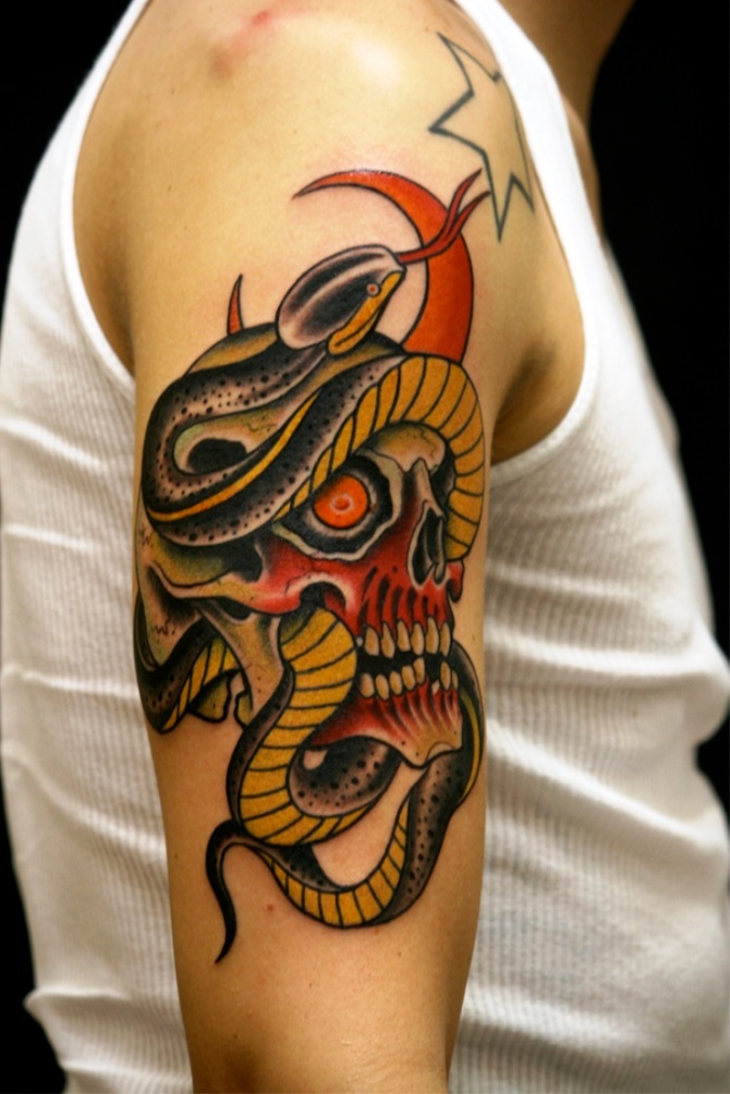 Snake and Skull Tattoo