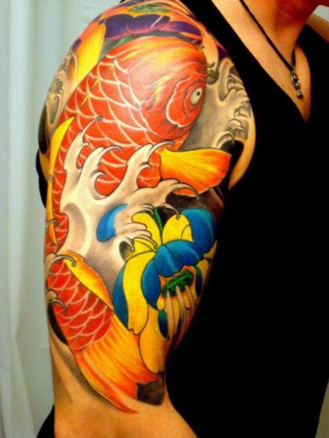 Colorful Koi Fish Tattoo