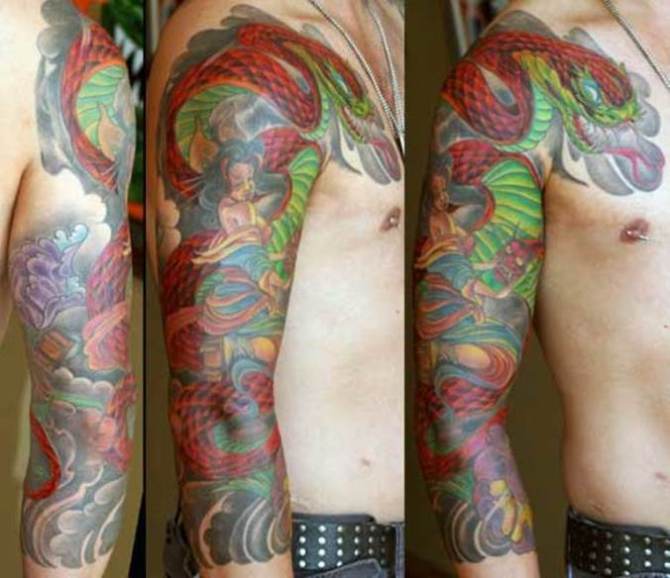 Japanese Snake Tattoo Sleeve