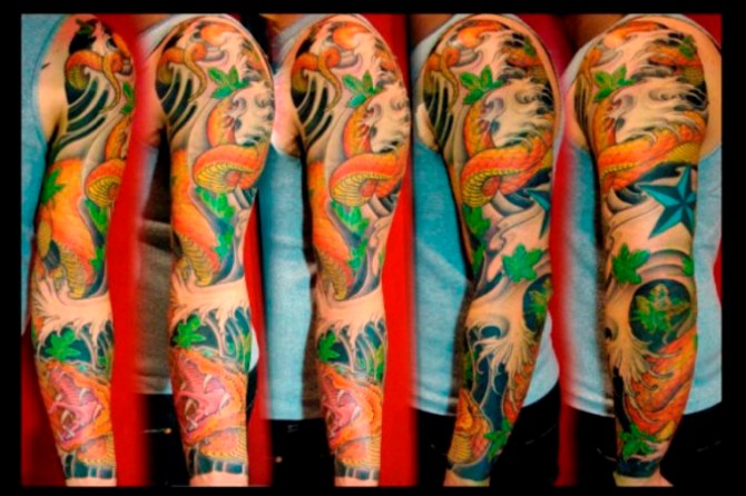 Japanese Snake Sleeve Tattoo