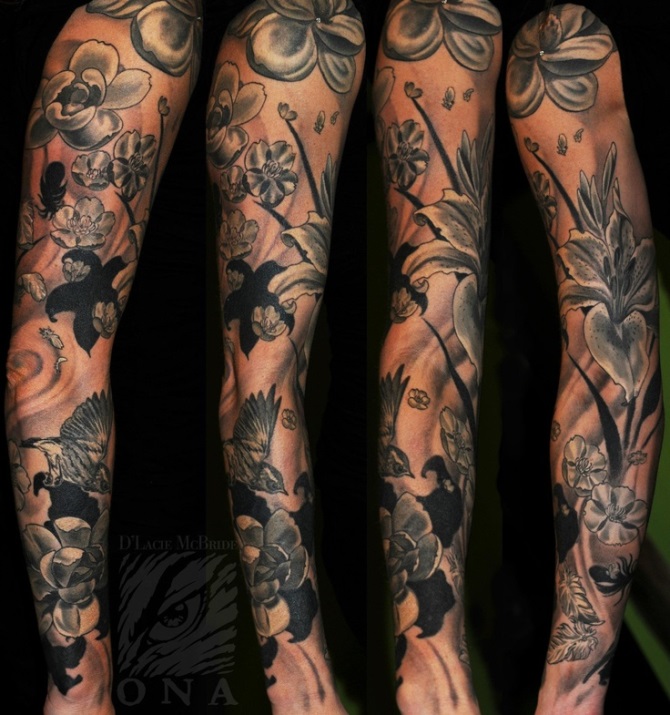 Black and Grey Sleeve Tattoo