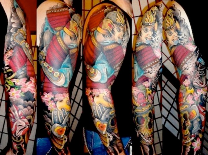 Japanese Samurai Sleeve Tattoo