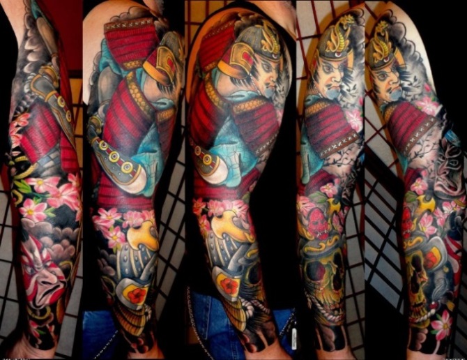 Japanese Samurai Sleeve Tattoo