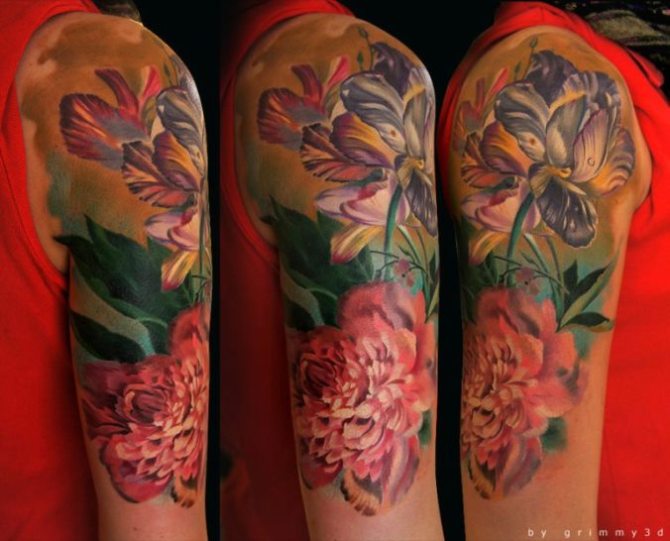 Half Sleeve Flower Tattoo for Women