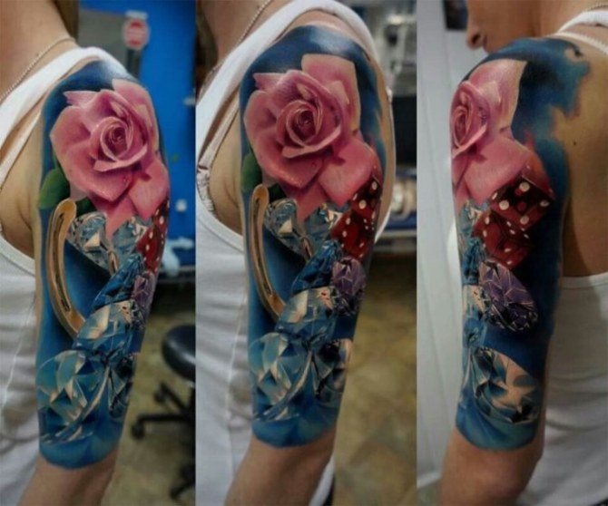 Rose and Diamond Tattoo