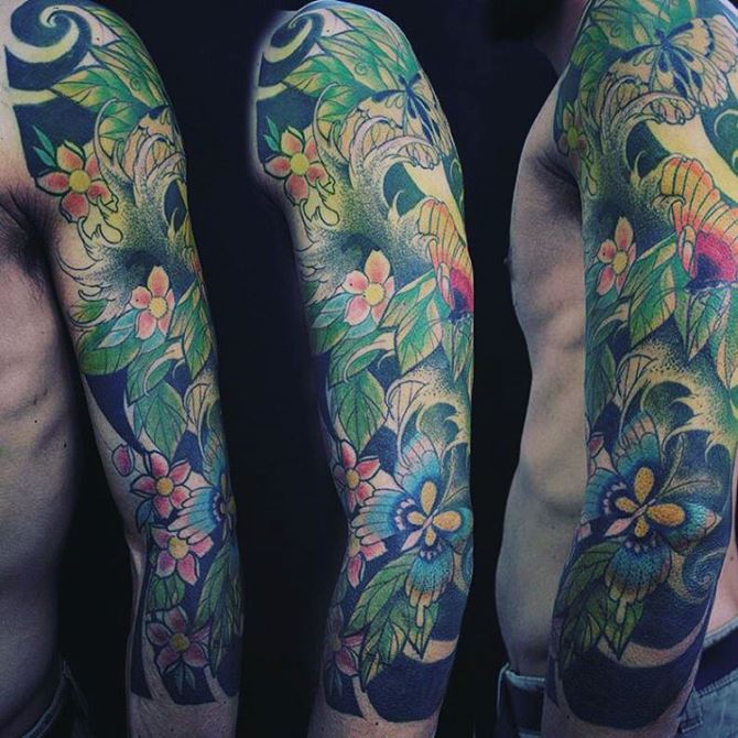 Japanese Flower Tattoo Sleeve Designs