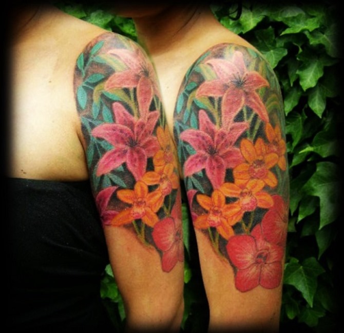 Floral Half Sleeve Tattoo