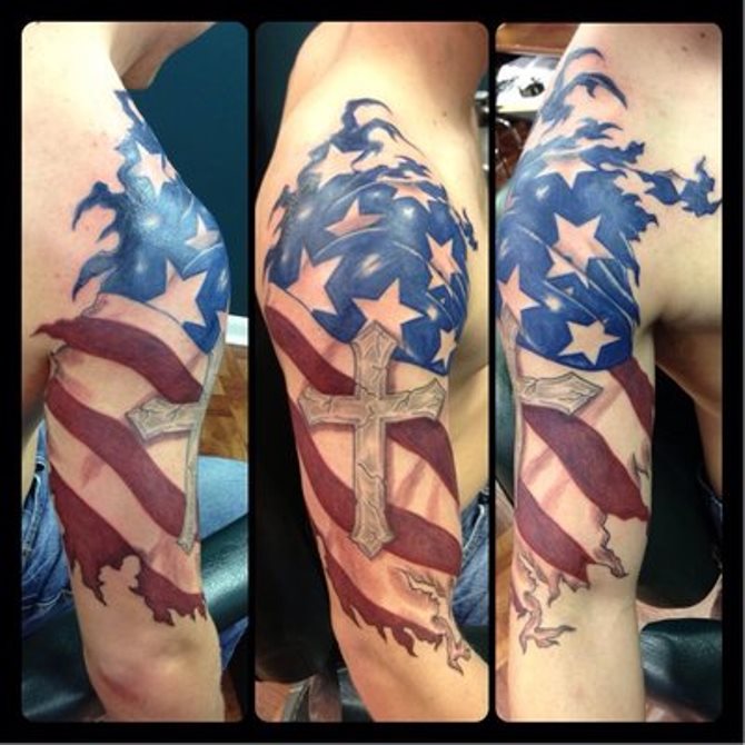 American Flag Cross Tattoo