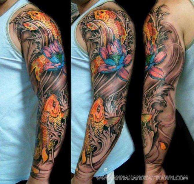 Koi Fish Sleeve Tattoo