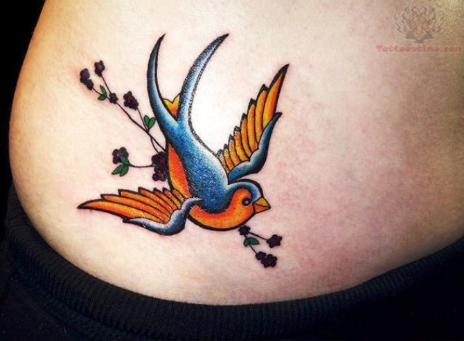 Swallow on Side Tattoo