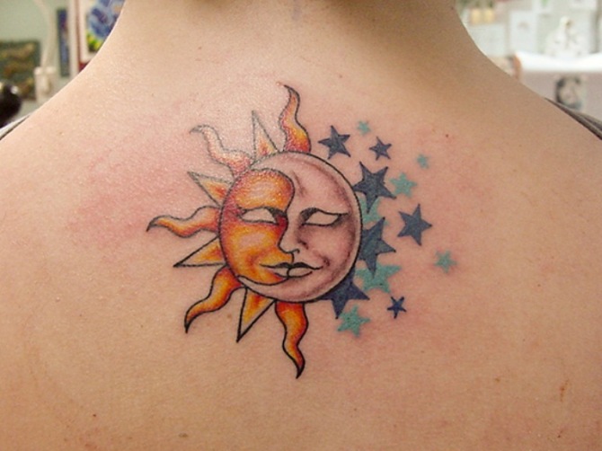 Moon and Stars Tattoo