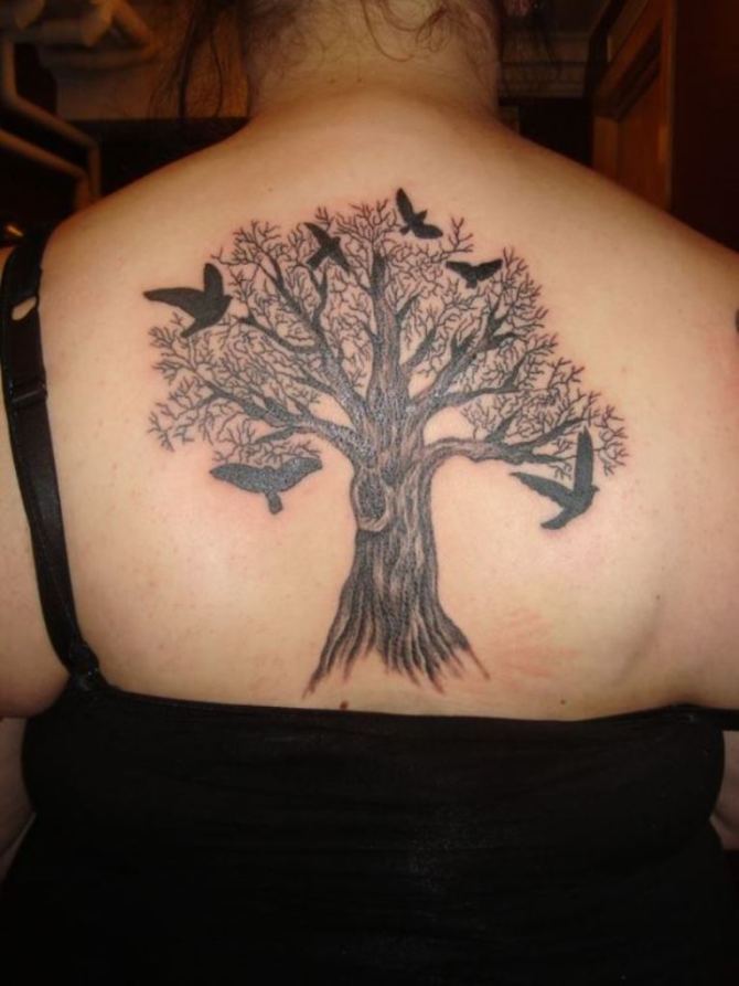 Tree Tattoo with Birds