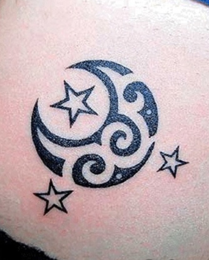 Tattoo Moon and Star