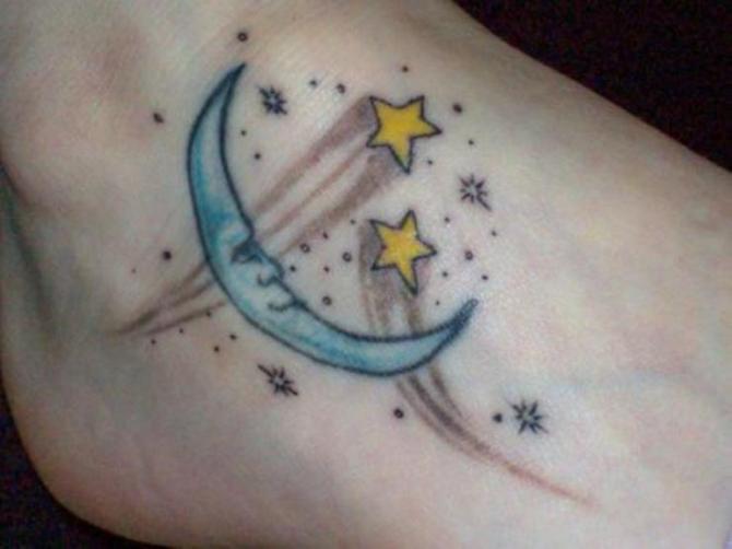 Half Moon and Stars Tattoo