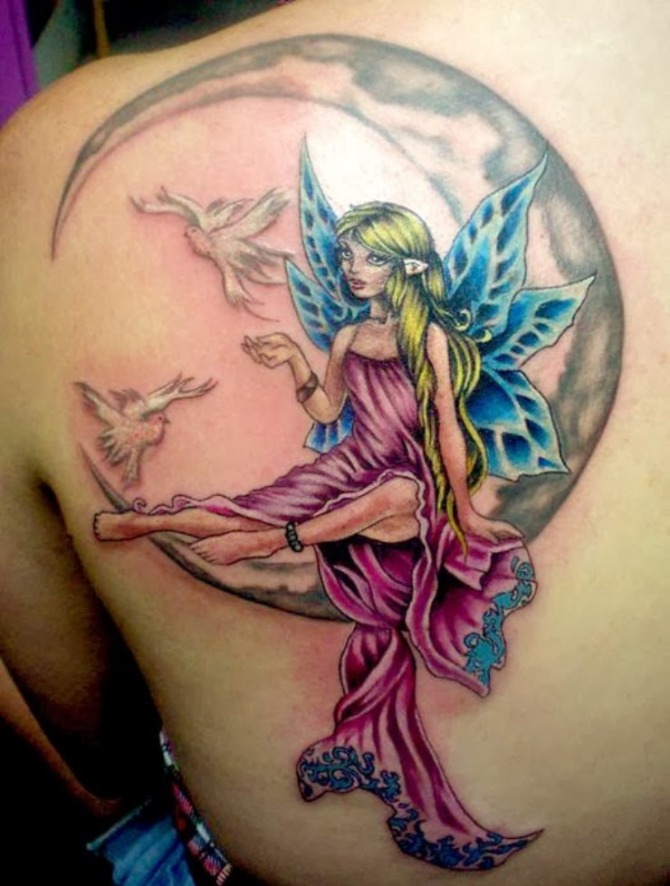 Fairy and Moon Tattoo