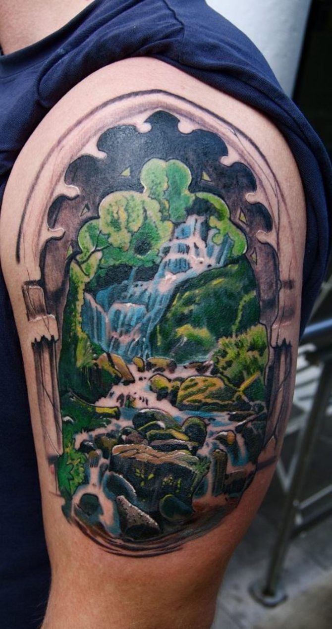  Waterfall Tattoo Design