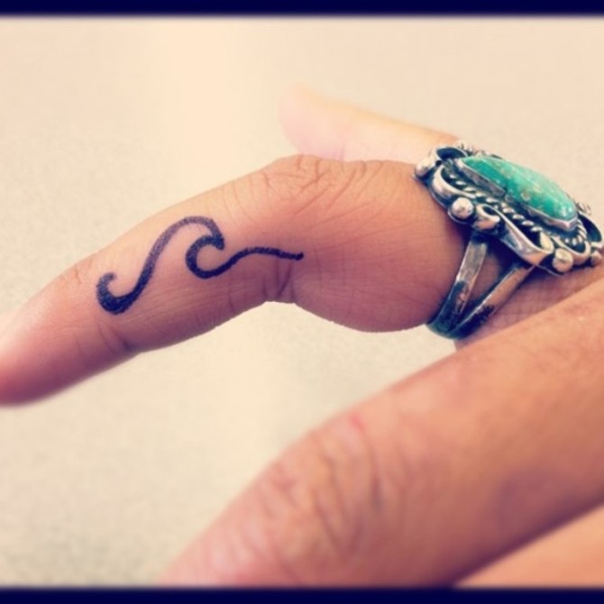 Simple Wave Tattoo Finger