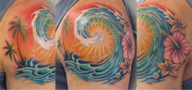 Sun and Waves Tattoo