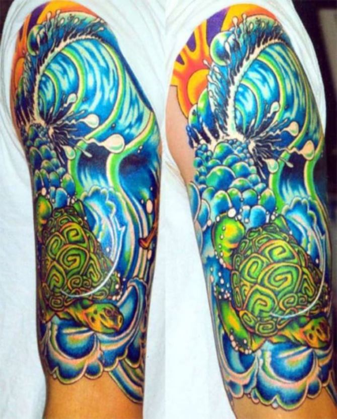 Colorful Half Sleeve Tattoo