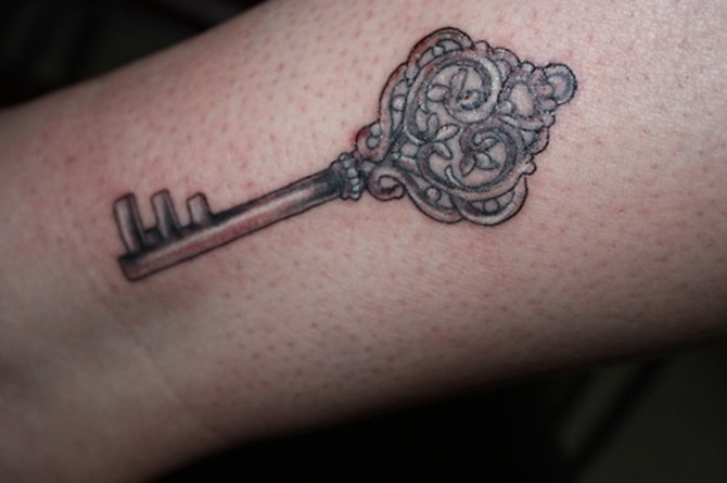 Heart Skeleton Key Tattoo