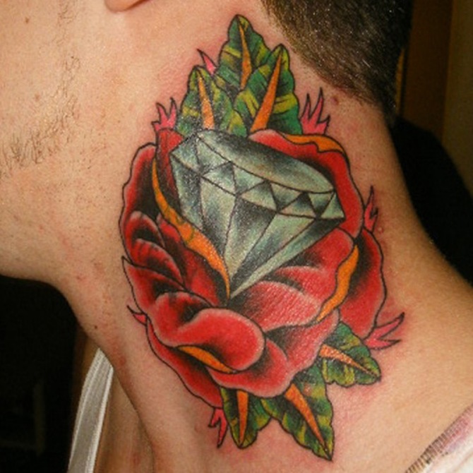 Diamond and Rose Tattoo