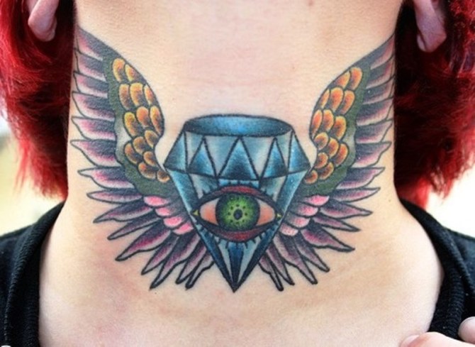 Diamond Tattoo on Neck