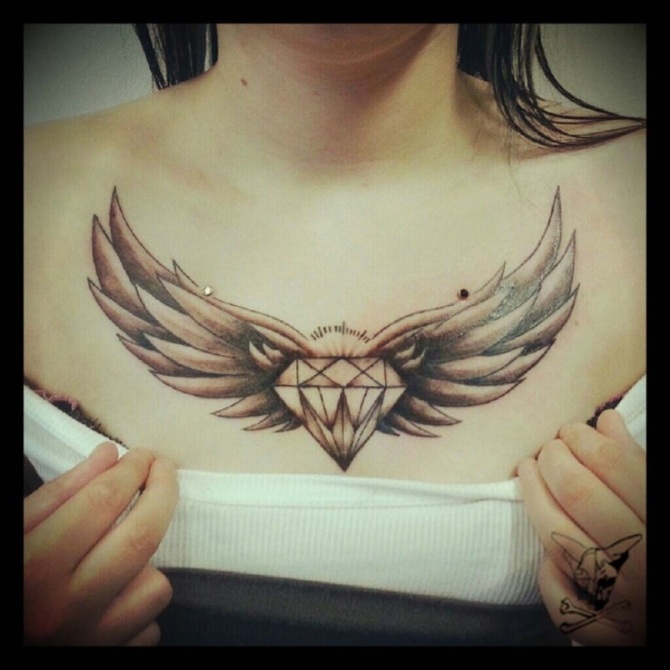 Diamond Tattoo with Wings