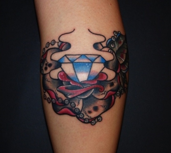 Diamond and Flower Tattoo