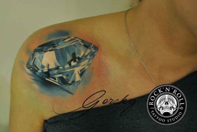 Realistic Diamond Tattoo