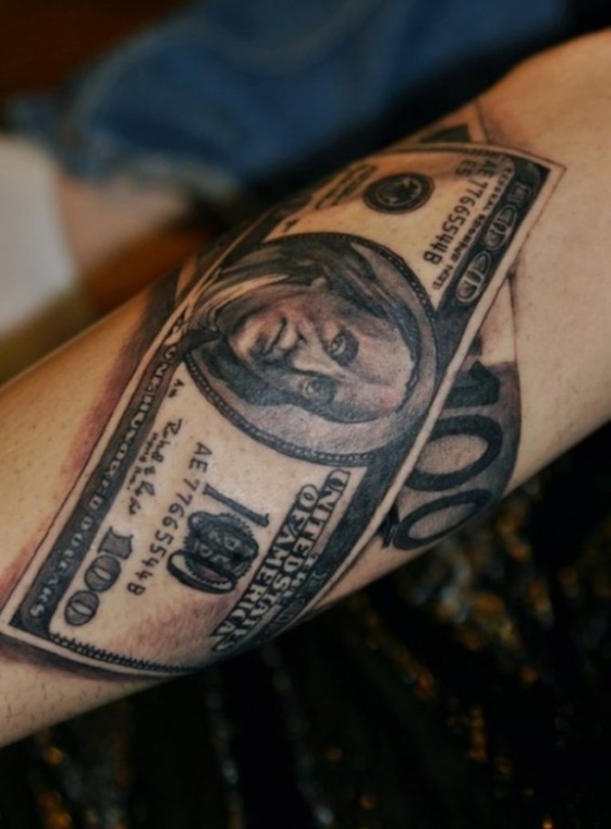 100 Dollar Bill Tattoo