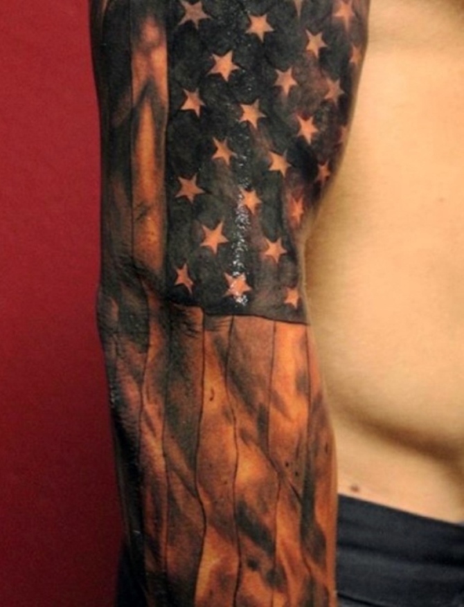 American Flag Sleeve Tattoo