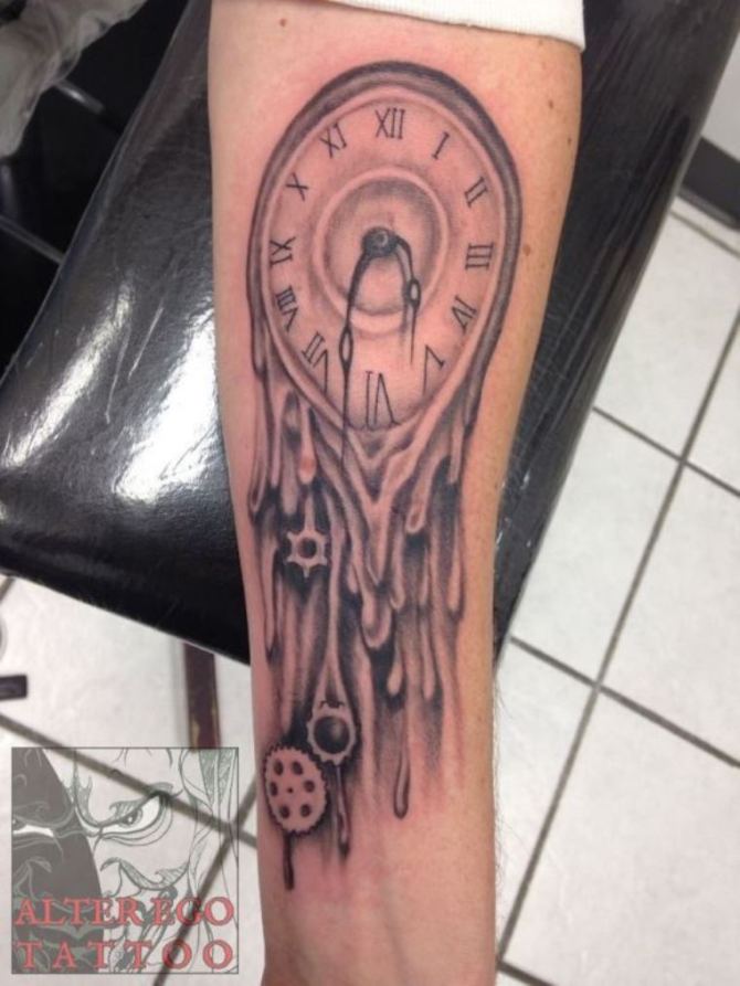 Melting Clock Tattoo Designs