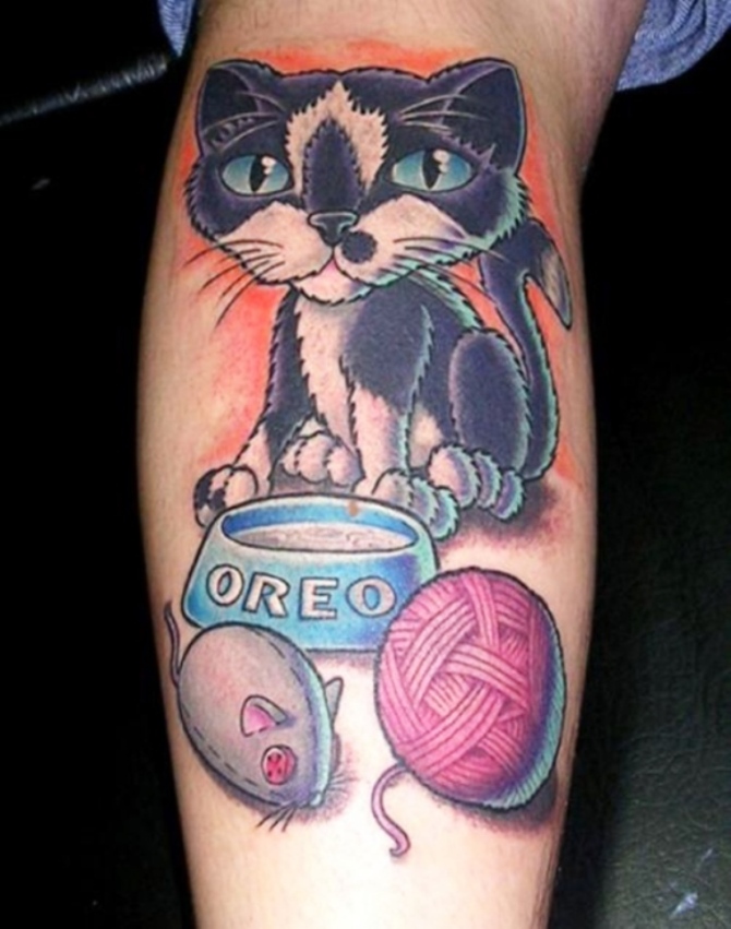 Cartoon Cat Tattoo