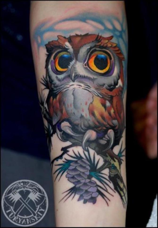 Colored owl Tattoo Designs