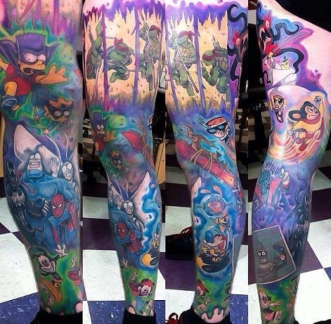 90S Cartoon Tattoo Sleeve
