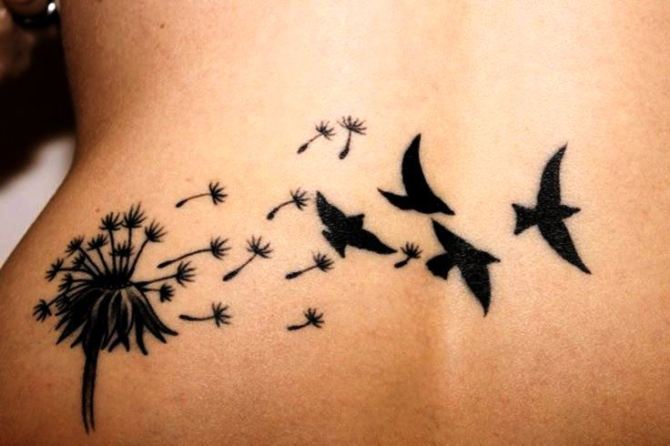 Dandelion and Bird Tattoo