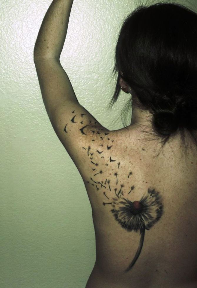 Dandelion Back Tattoo