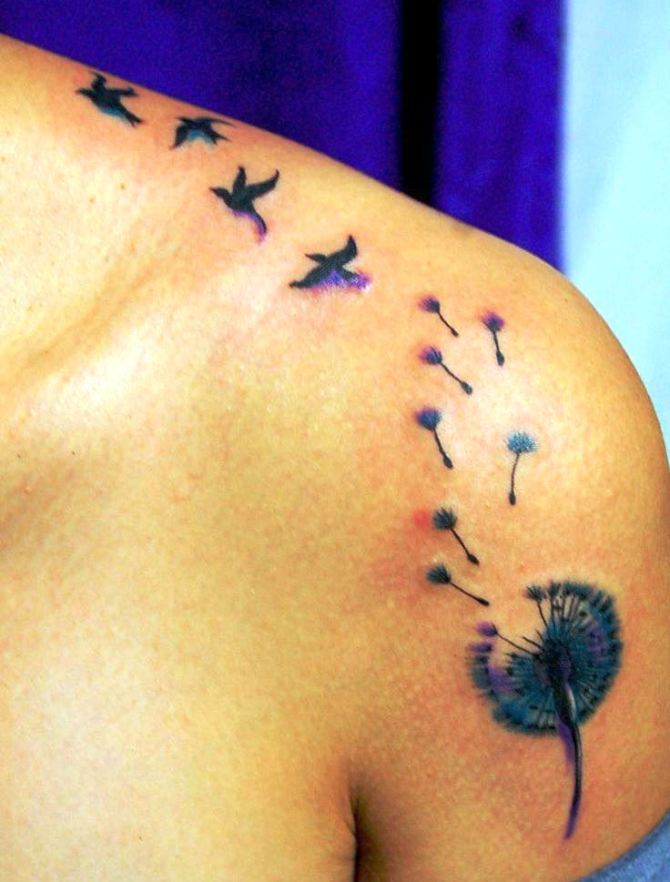 Dandelion Tattoo with Color