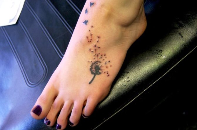 Dandelion Tattoo on Foot