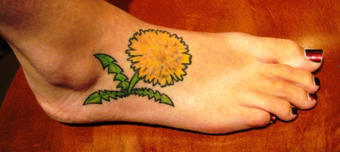 Yellow Dandelion Tattoo