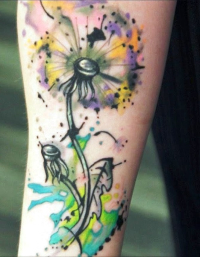 Watercolor Dandelion Tattoo