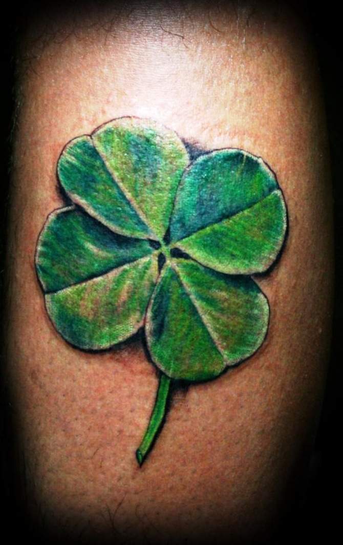 Realistic Four Leaf Clover Tattoo