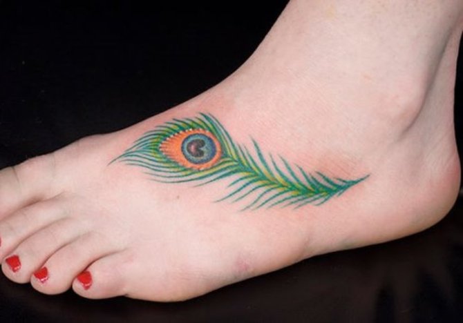  Peacock Feather Tattoo on Foot - Peacock Tattoos <3 <3