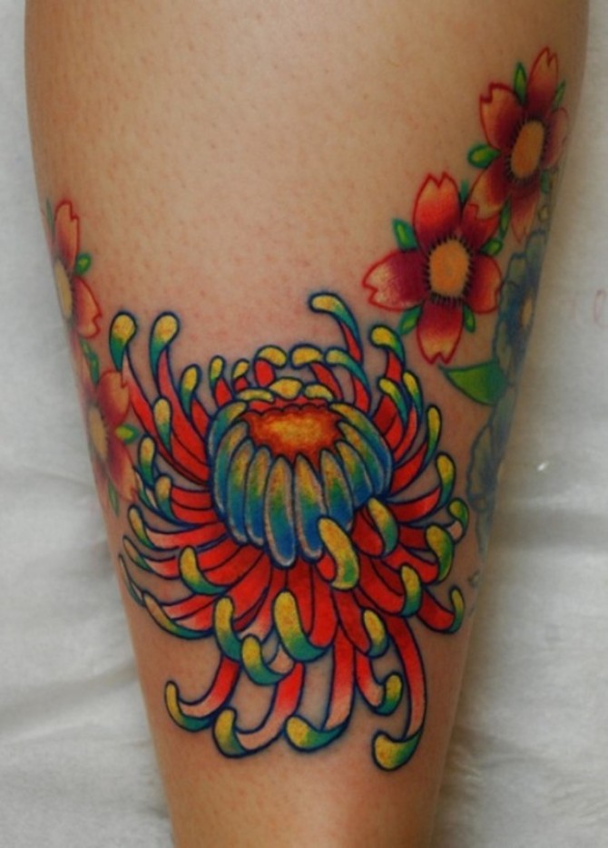  Japanese Lotus Flower Tattoo - Chrysanthemum Flower Tattoos