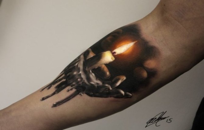  Black and Grey Candle Tattoo - Candle Tattoos <3 <3
